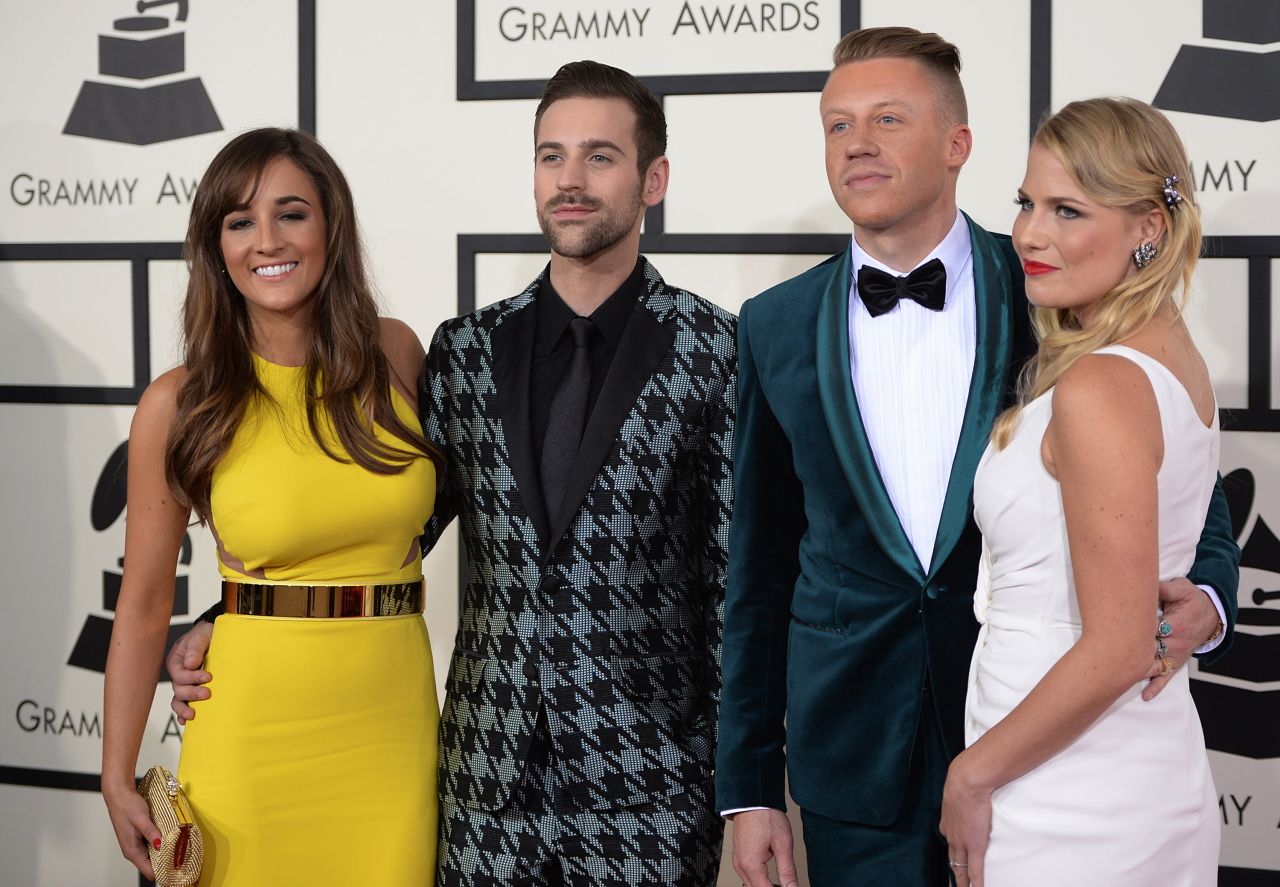 Macklemore, second from right, and Ryan Lewis with their guests