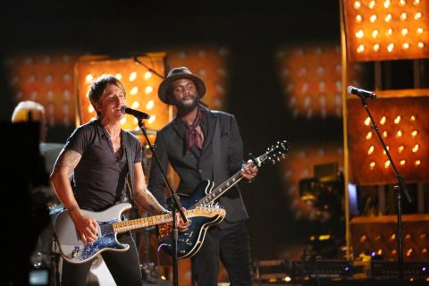 Country star Keith Urban, left, and Gary Clark Jr. perform "Cop Car."
