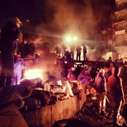 Despite the cold, protesters started camping out on the streets of Kiev to keep the protesting momentum going, says Freddie UA.