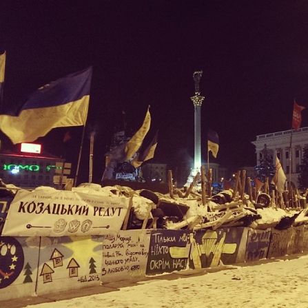"For protesters, it looks dangerous because on the other side of the barricades there are still a large number of police who are on duty," says Freddie UA of this image.