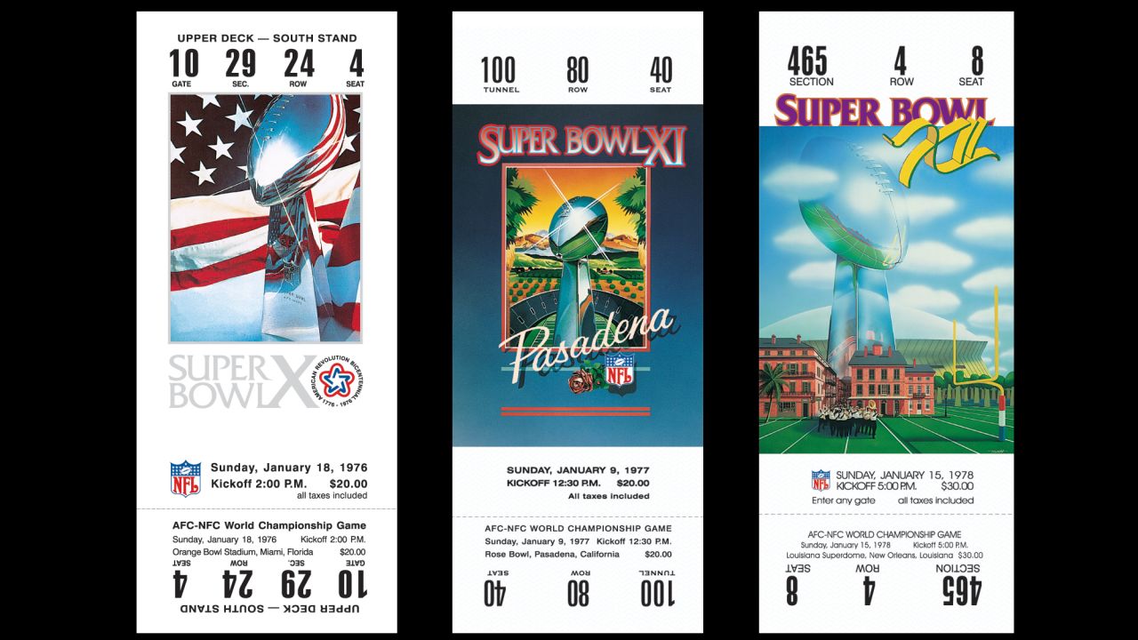 Tickets for Super Bowls X, XI and XII.