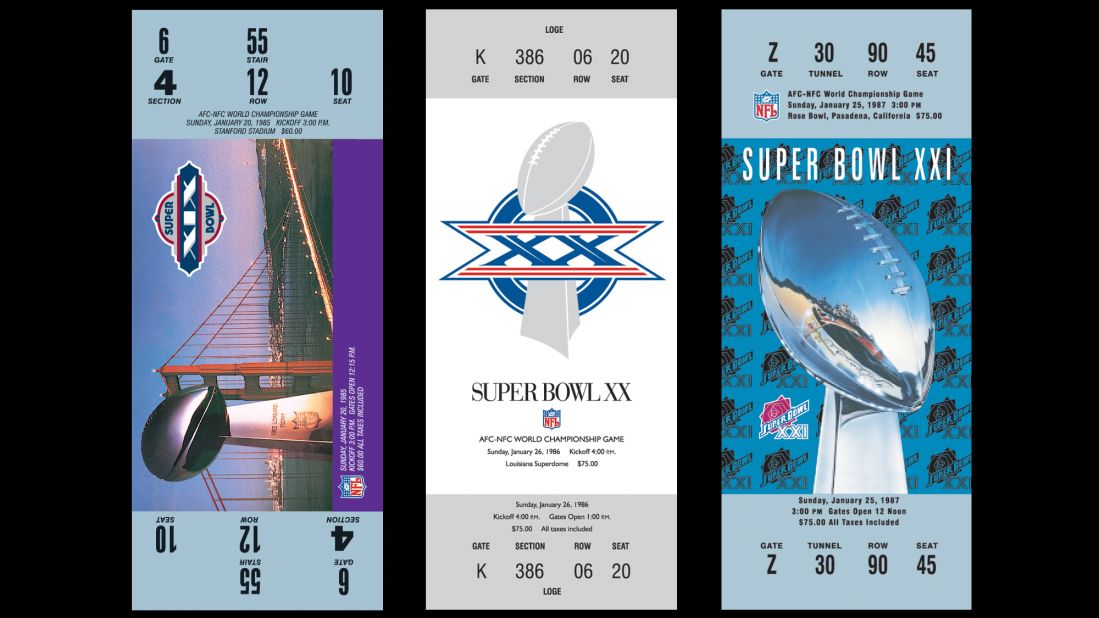 Super Bowl ticket designs