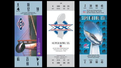 Tickets for Super Bowls XIX, XX and XXI.