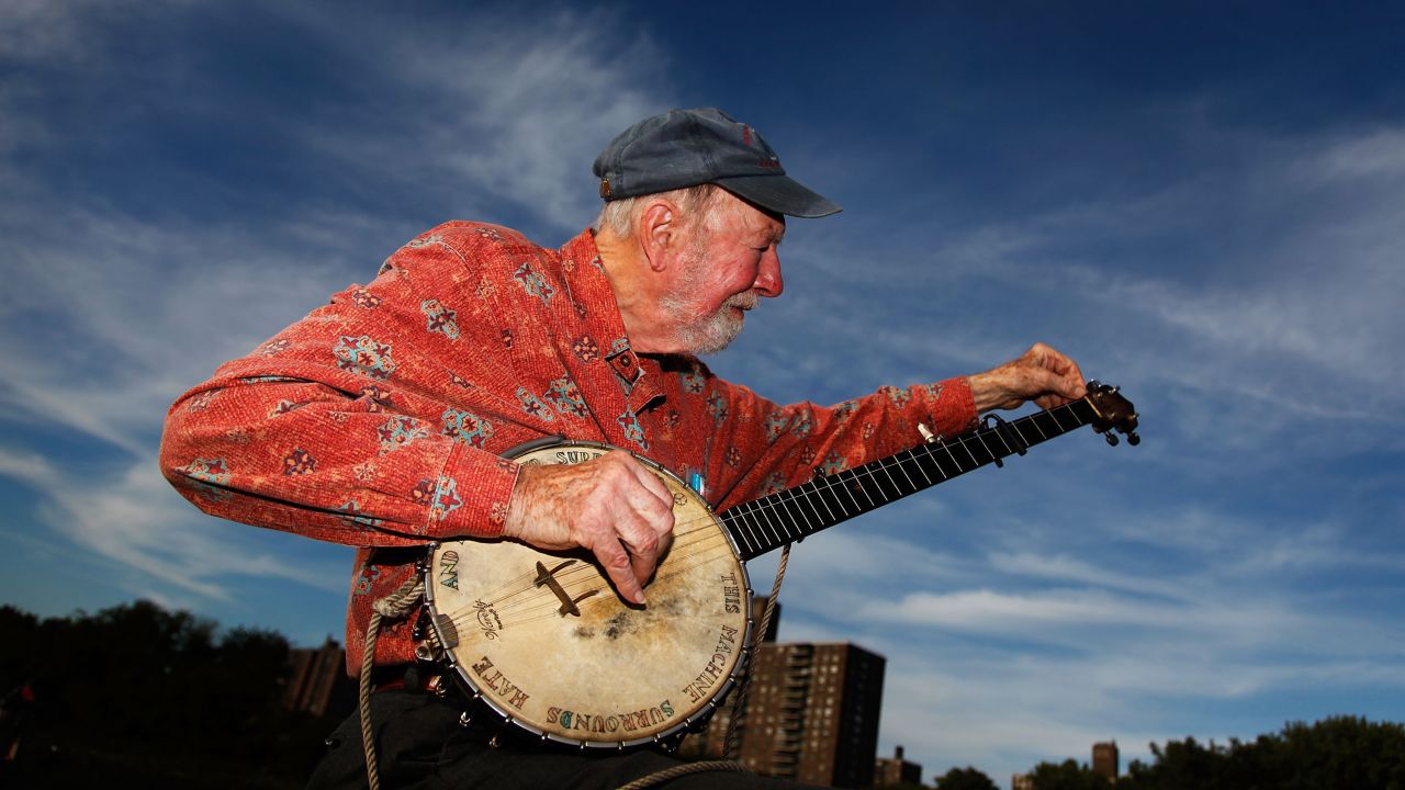 Seeger performs during the 2009 Dorothy and Lillian Gish Prize special outdoor tribute at Hunts Point Riverside Park in New York City in 2009.