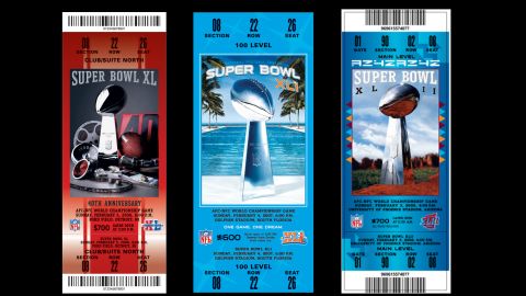 Tickets for Super Bowls XL, XLI and XLII.