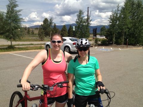 She's an accomplished athlete; she played sports in college and loves to bike. She's pictured here with her younger sister, Ashley, mountain biking in Colorado.