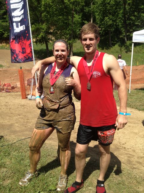 She has physical goals: Molly and her husband, Brady, are pictured here after completing a zombie obstacle race in 2012.