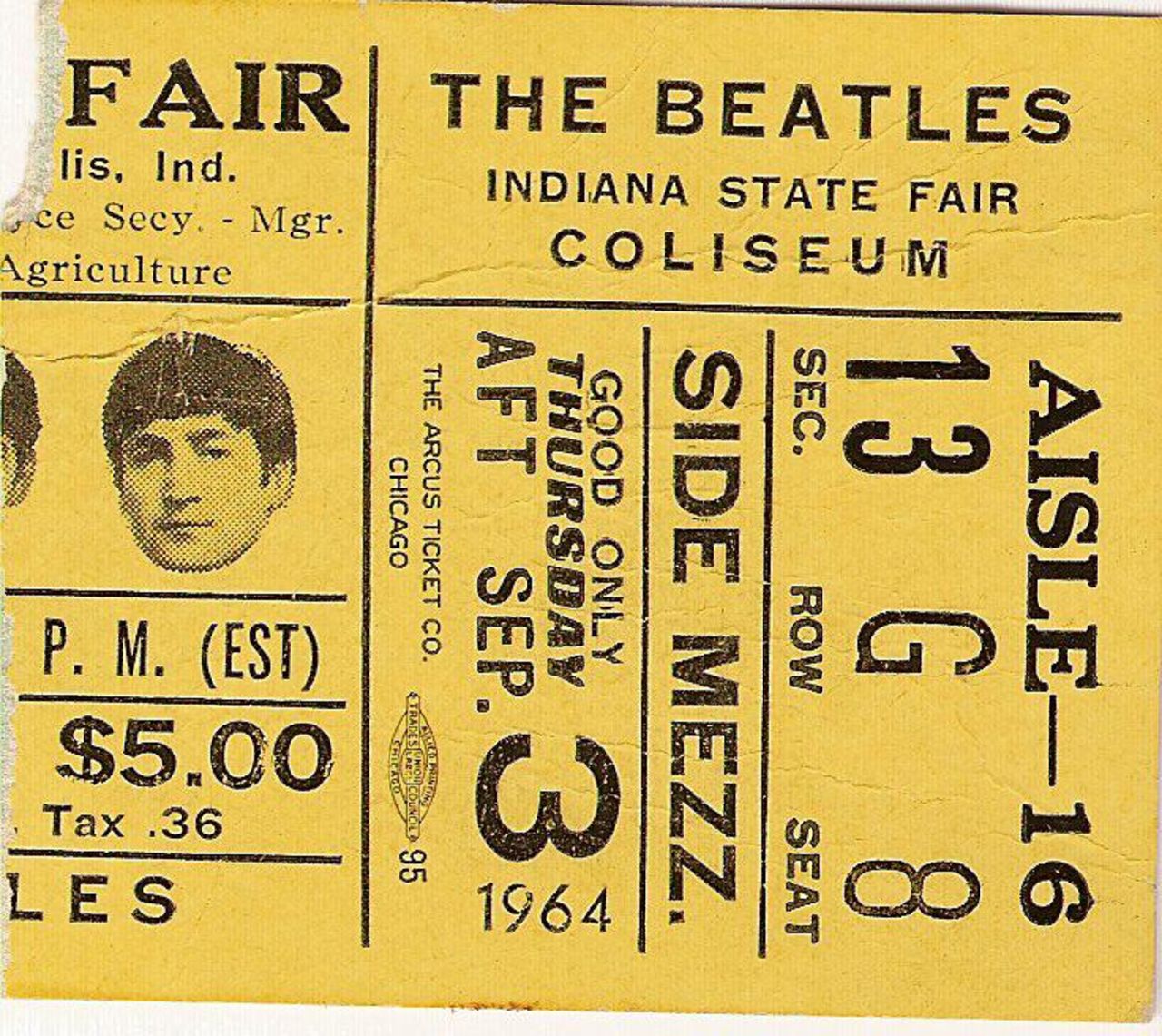 After many months of following The Beatles' every move, <a href="http://ireport.cnn.com/docs/DOC-1075385">Rebecca James </a>finally got to see them perform live at the Indiana State Fair in September 1964. She still has the ticket stub.