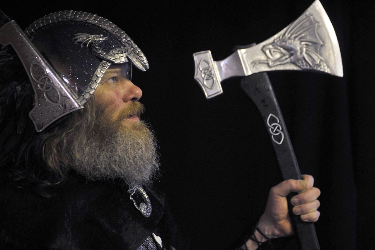 Up Helly Aa participants make their own weapons -- including battle axes and spears -- throughout the year.