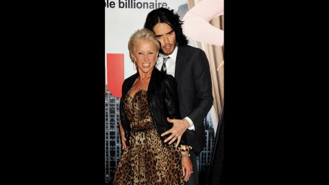 Helen Mirren and Russell Brand have a rather, er, intimate friendship. The two "Arthur" co-stars get along well off-set, too, <a href="http://www.nydailynews.com/entertainment/tv-movies/lather-helen-mirren-caught-giving-russell-brand-bath-set-arthur-article-1.201435" target="_blank" target="_blank">as this photo of Mirren</a> giving Brand a bath in 2010 shows. "We are best ... we are really close friends," Mirren told <a href="http://www.usmagazine.com/celebrity-body/news/helen-mirren-im-going-to-frame-russell-brands-underwear-2011241" target="_blank" target="_blank">Us Weekly</a> in 2011.
