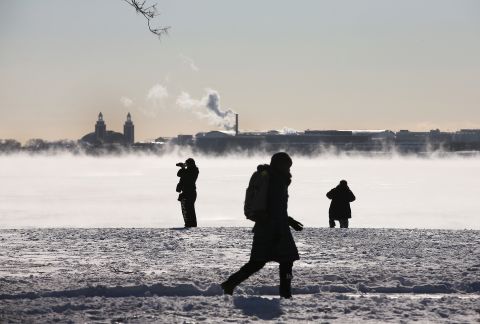 Steam rises from Lake Michigan in Chicago on Monday, January 27.