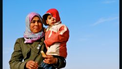 The majority of the refugees walking across the border are women with children. Many of the men have either stayed behind to fight or have been killed during the three-year civil war in Syria.