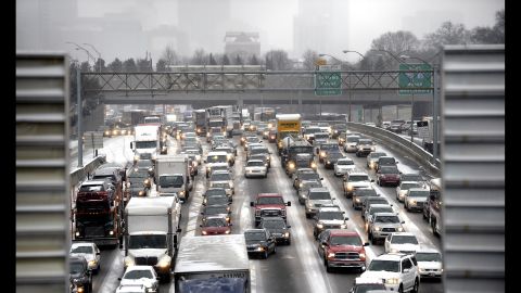 Motorists jam Interstate 75/85 in Atlanta on January 28.