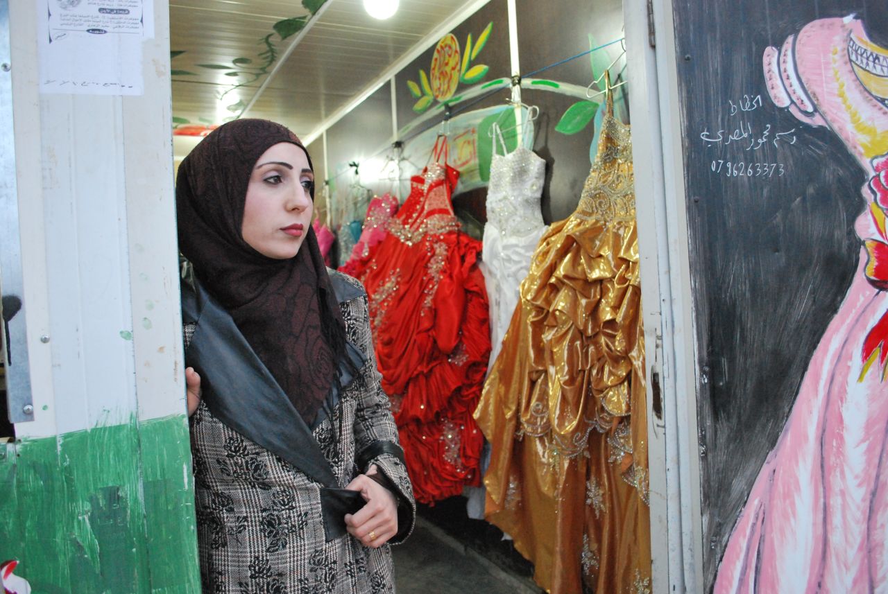 Rowaida Abu-Zaid used to own a salon in Syria. She now runs one of three wedding shops in Zaatari. In the summer she says she organizes up to four weddings a day.