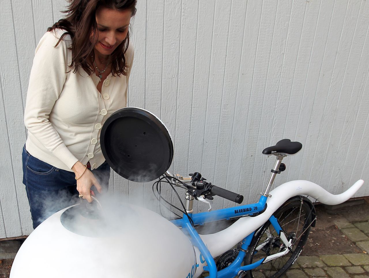 The sperm bike utilizes a nitrogen tank cooled to -320 degrees F.