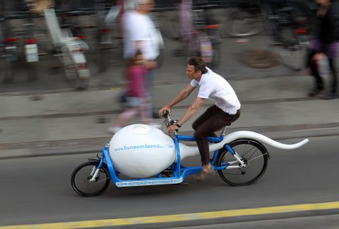 Cargo bikes have advanced in recent years. Nowadays, they can carry bulk, as well as items that require refrigeration. The European Sperm Bank in Copenhagen uses a bike to transport sperm samples across town.