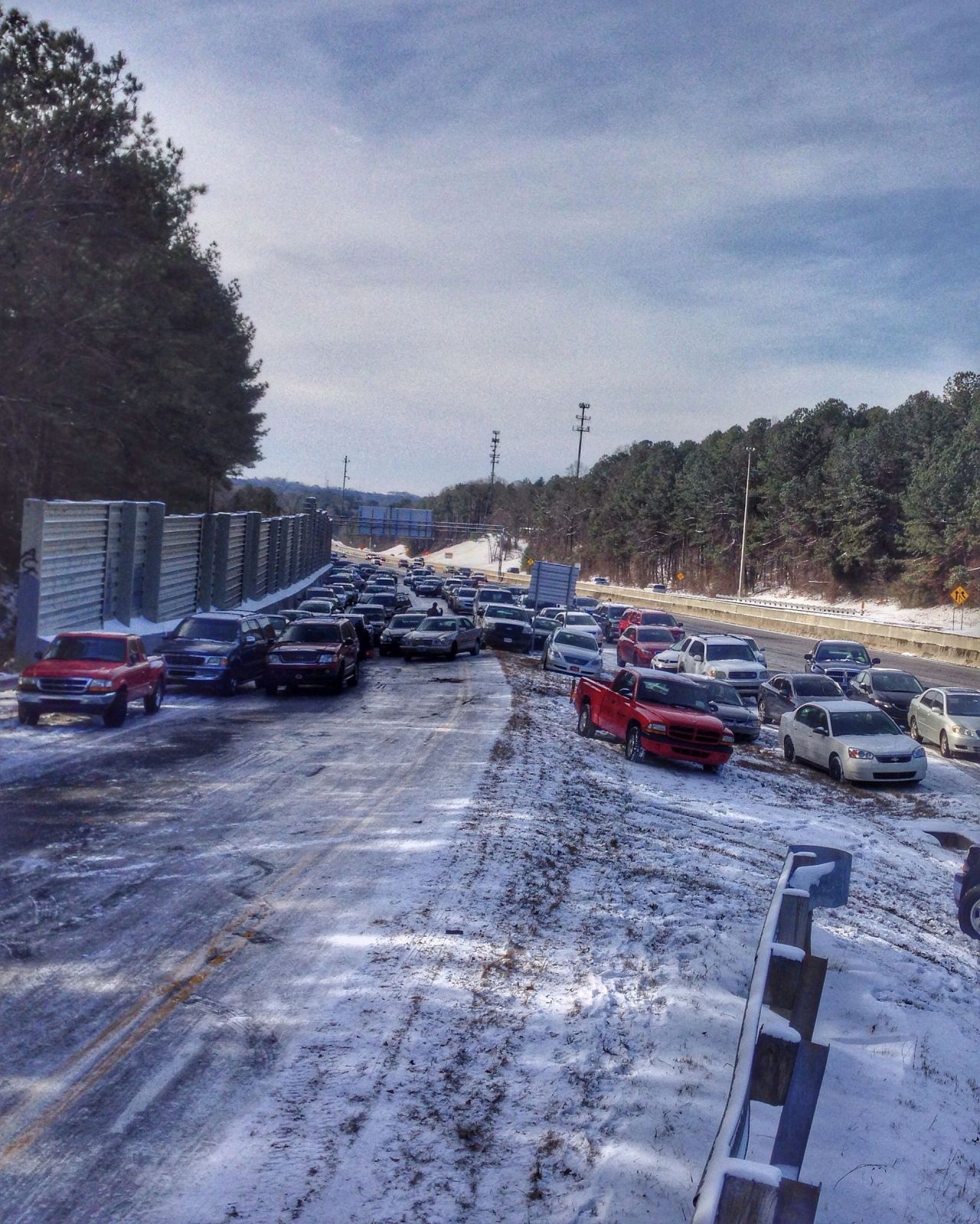 While walking to the grocery store in Roswell, Georgia, Smith Culberson came across <a href="http://ireport.cnn.com/docs/DOC-1079497">an entire highway of abandoned vehicles</a>. "Most cars couldn't drive up the exit ramp because of the ice," he said.