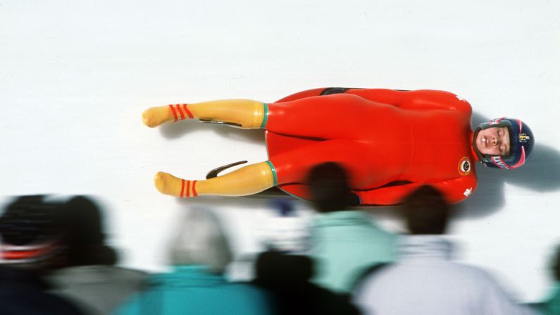 The Soviet Union's Irina Kusakina competes in the women's luge event at the 1988 Winter Games in Calgary, Alberta. 