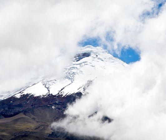 Seen from Tren Crucero, active Cotopaxi is thought to be overdue for an eruption. It's last eruption destroyed the town of Latacunga in 1904.