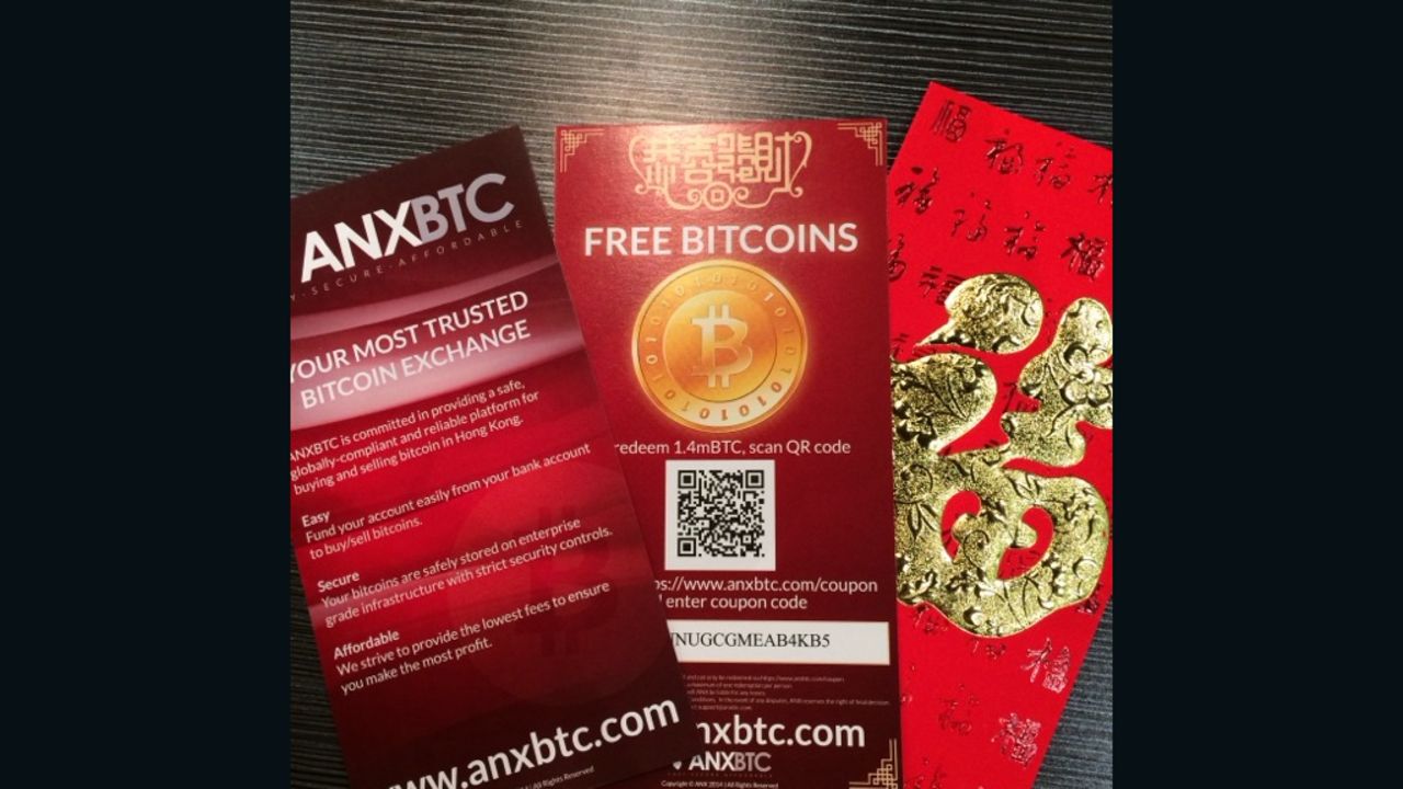ANX Bitcoin vouchers were handed out to passersby in Hong Kong during Lunar New Year