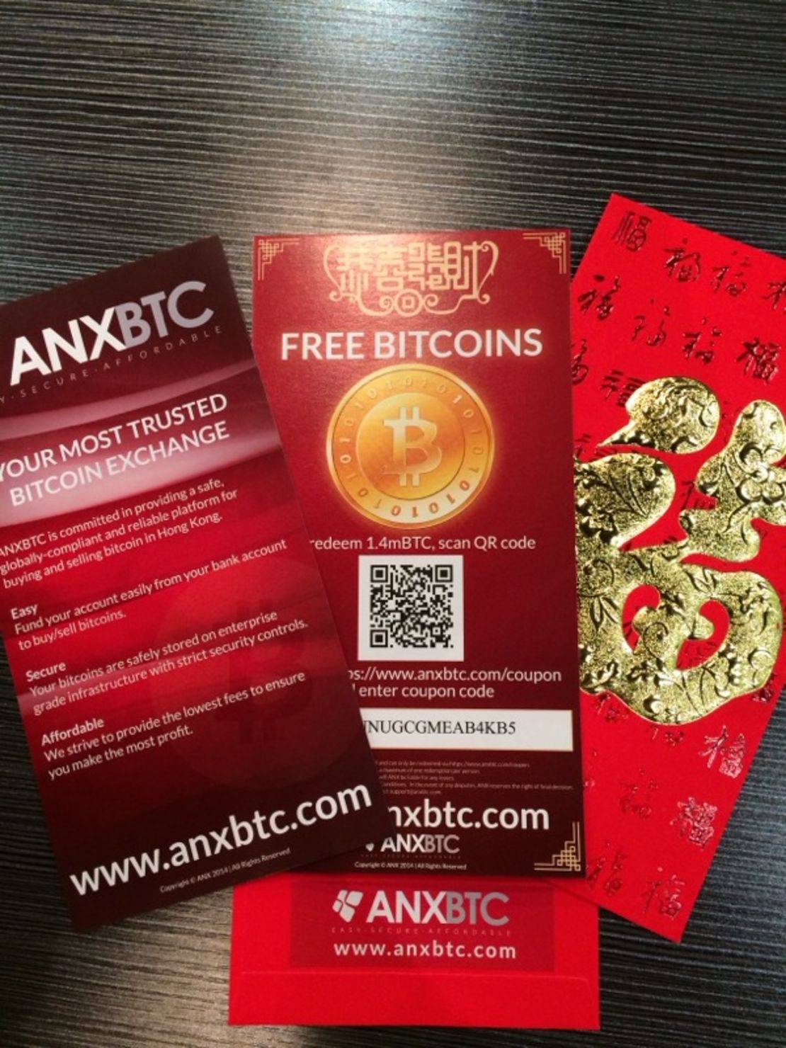ANX Bitcoin vouchers were handed out to passersby in Hong Kong during Lunar New Year