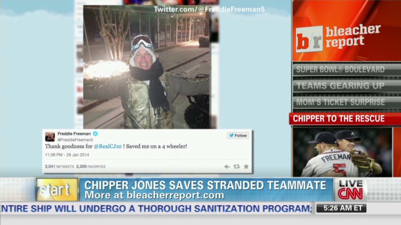 Modern Day Superhero Chipper Jones Saves Freddie Freeman During