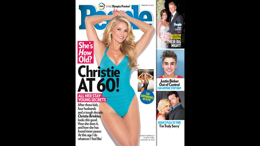 Christie Brinkley turned 60 in February 2014 by showing off her birthday (swim)suit <a href="http://www.people.com/people/article/0,,20780764,00.html" target="_blank" target="_blank">on the cover of People magazine</a>. The model and mom of three is now 64.