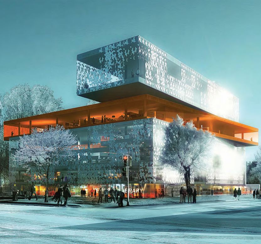 <em>Halifax Central Library </em><br /><br />The library in the Canadian port city of Halifax, Nova Scotia, it aims to become the cultural hub of Canada's second-smallest province. Designed by Danish architectural firm <a href="http://shl.dk/" target="_blank" target="_blank">schmidt hammer lassen</a>, it blends the distinctive atmosphere of local landscape with northern European design heritage. 