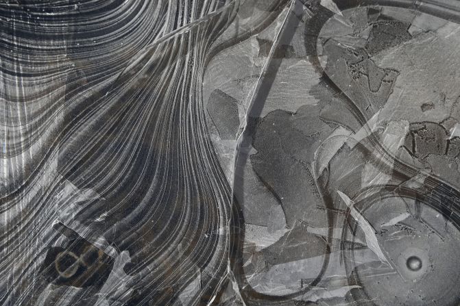 Ice forms swirls on the banks of the Cahaba River in Vestavia Hills, Alabama, on January 30.