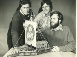 Mike Fitzgibbons (right) with a model vessel (Courtesy Mike Fitzgibbons).