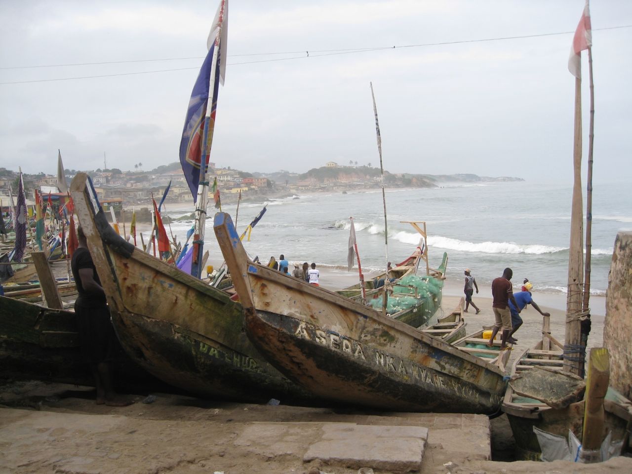 Fishing boats on the beach outside the Door of No Return.