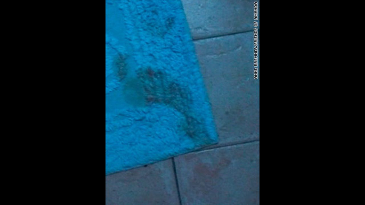 <strong>Bloody footprint on bathroom rug:</strong> The prosecution attributed a bloody footprint on a rug in the bathroom to Sollecito, which they said proves he was there at the time of the murder. The defense, in this instance Sollecito's lawyers, presented forensic experts who said the print was in no way a match to Sollecito, but instead a match to Rudy Guede, a man from the Ivory Coast who was convicted in a separate trial for murdering Kercher. The defense focused on Sollecito's hammer toe, which they said wouldn't leave an imprint like the print found on the mat.