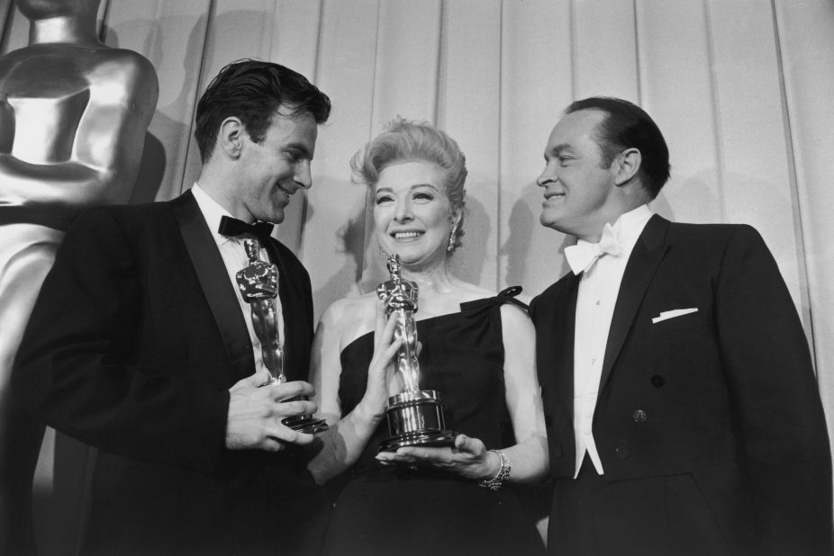 Schell is seen backstage at the 1961 Academy Awards with actress Greer Garson and host Bob Hope. Schell was awarded Best Actor for his role in "Judgment at Nuremberg." Garson accepted the Best Actress award for Sophia Loren.
