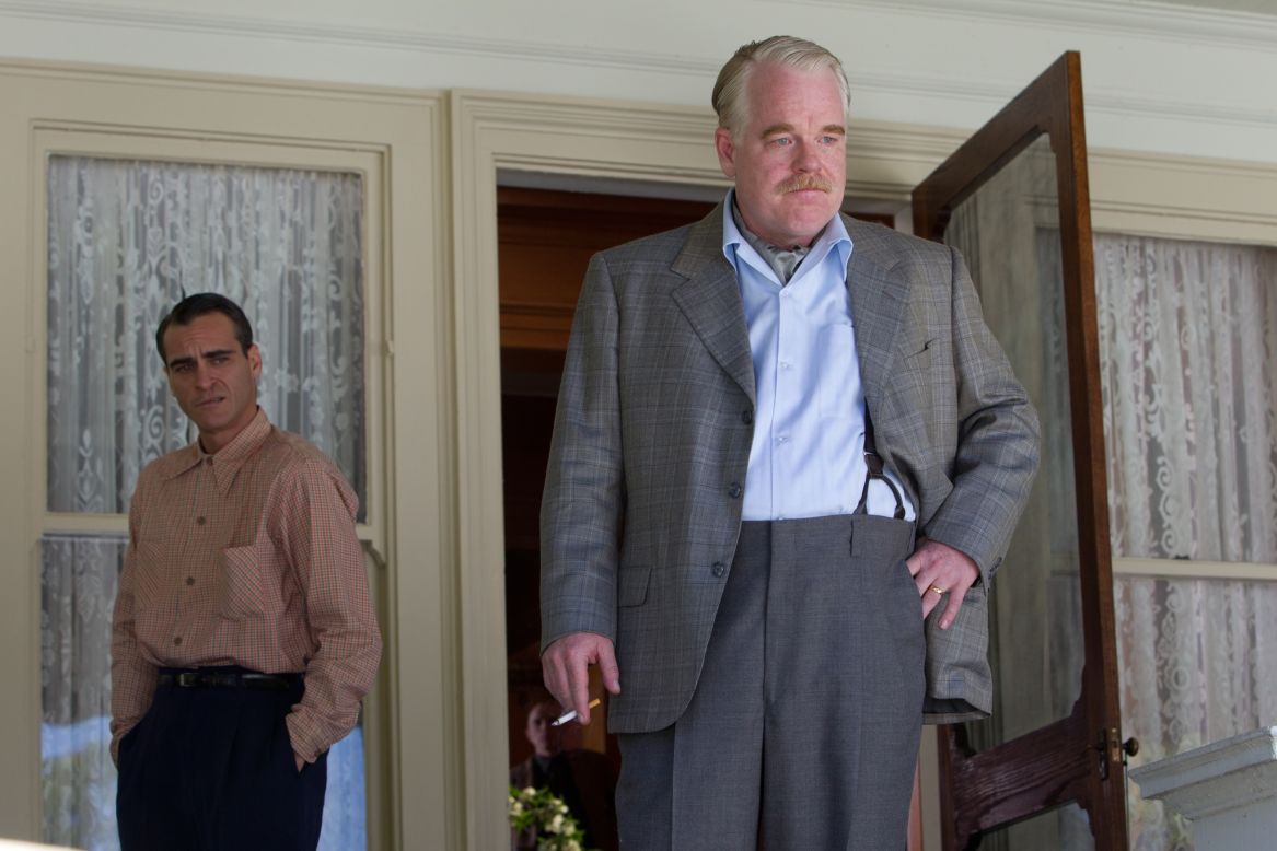 Hoffman appears with Joaquin Phoenix in "The Master" (2012). He received Oscar and Golden Globe nominations in the supporting actor category for his work in the film.