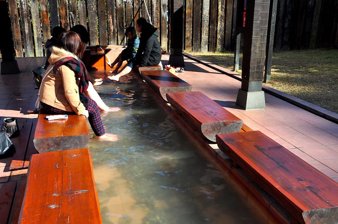 Away from the "Blood Pond," visitors can warm up their toes in less extreme hot spring waters.