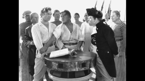 <strong>"Mutiny on the Bounty" (1936):</strong> Clark Gable was in the best picture winner the next year as well, playing Fletcher Christian in the 1935 version of "Mutiny on the Bounty." Charles Laughton plays Captain Bligh.