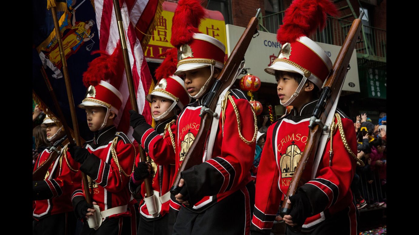 Children participate in a parade in the Chinatown neighborhood of New York City on February 2.
