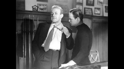 <strong>"On the Waterfront" (1955):</strong> Marlon Brando, right, went up against corrupt union boss Lee J. Cobb in Elia Kazan's "On the Waterfront." In one of moviedom's most famous scenes that inspired countless future actors, Brando confronts his brother, a union lawyer played by Rod Steiger, in the back seat of a car: "I coulda been a contender. I coulda been somebody, instead of a bum, which is what I am."