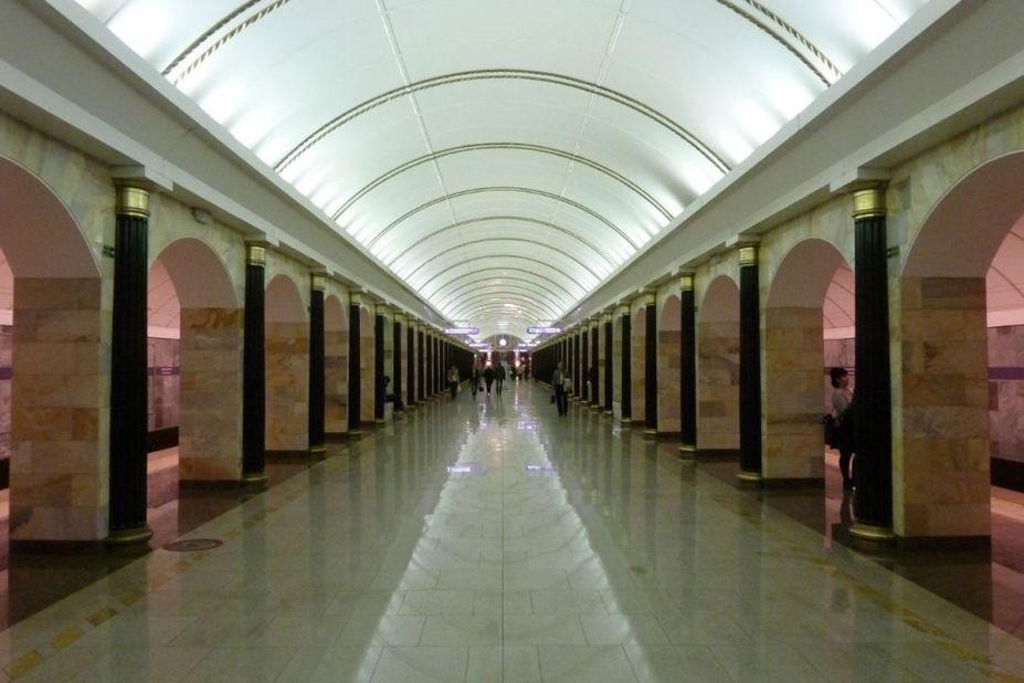 Russia's subway stations are among the world's most impressive. The 2011 Admiralteyskaya addition to St. Petersburg's system blends classic and modern design. 
