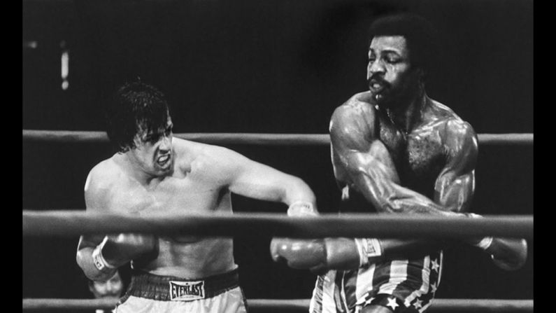  Sylvester Stallone, left, takes on Carl Weathers in the ring in the 1976 classic "Rocky."