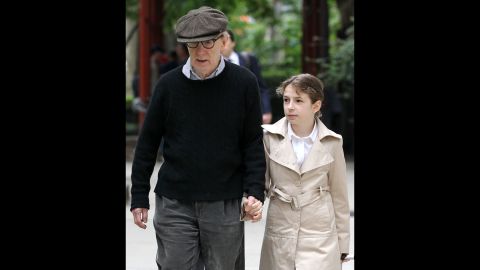 Woody Allen and wife Soon-Yi Previn are the parents of adopted daughter Manzie Tio Allen, shown here with her father in 2011 in New York.