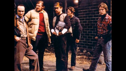 <strong>"The Deer Hunter" (1979):</strong> Hollywood began to explore the Vietnam War in the late '70s. Michael Cimino's "The Deer Hunter" examined the effects on steelworkers, from left, John Cazale, Chuck Aspegren, Robert De Niro, John Savage and Christopher Walken. Cimino and Walken also won Oscars for best director and best supporting actor, respectively.