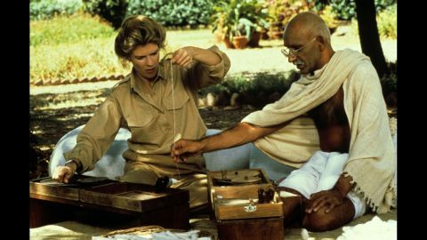 <strong>"Gandhi" (1983):</strong> Director Richard Attenborough's epic, three-hour film about the life of Mohandas K. "Mahatma" Gandhi won eight Oscars. Ben Kingsley, here with Candice Bergen, played the inspiring leader who used nonviolent tactics to help establish the modern country of India. Among the films it beat for best picture: "E.T. The Extra-Terrestrial" and "Tootsie."