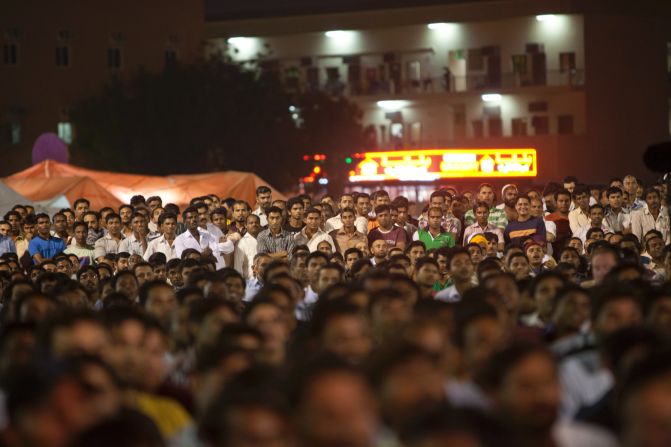 The Western Union-sponsored Camp Ka Champ (translation: Champ of the Camps) is a singing competition held in the labor camps of Dubai. The contest grew from 30 applicants in 2006 to 3,000 in 2013. The finale (pictured) drew in a crowd 10,000-strong.