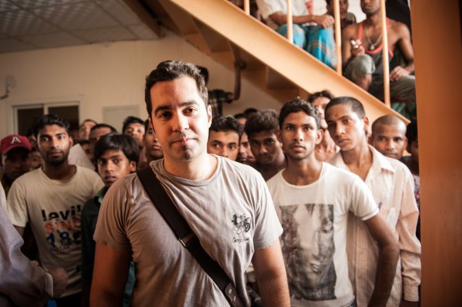 Champ of the Camps director Mahmoud Kaabour (center) says he wants his documentary to "bring credit" to the men who build Dubai, but who often don't get to experience it. 