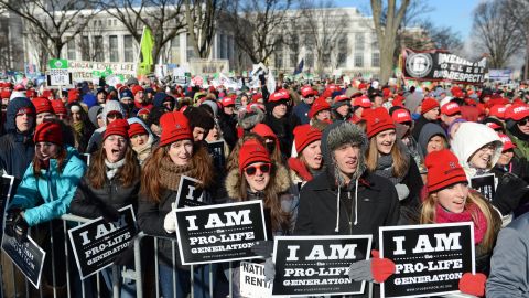 Young anti-abortion demonstrators at the annual March of Life on the National Mall last month