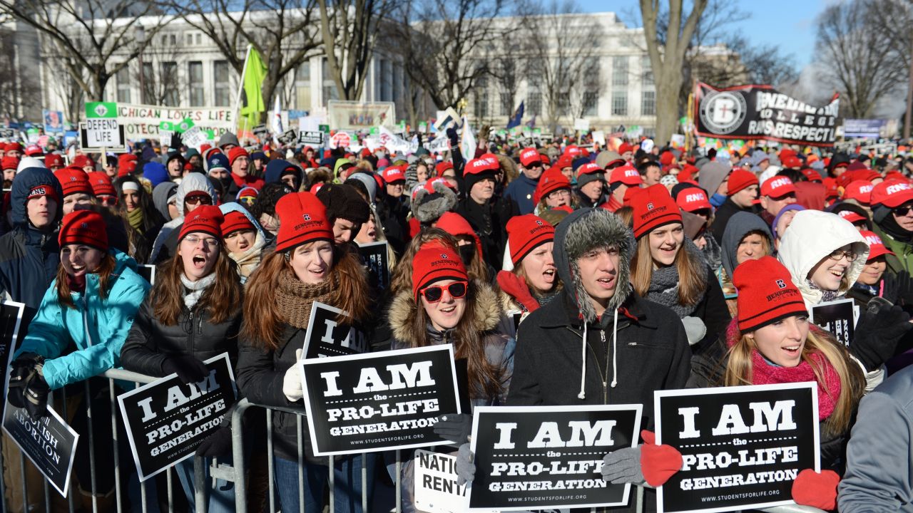 Young anti-abortion demonstrators at the annual March of Life on the National Mall last month