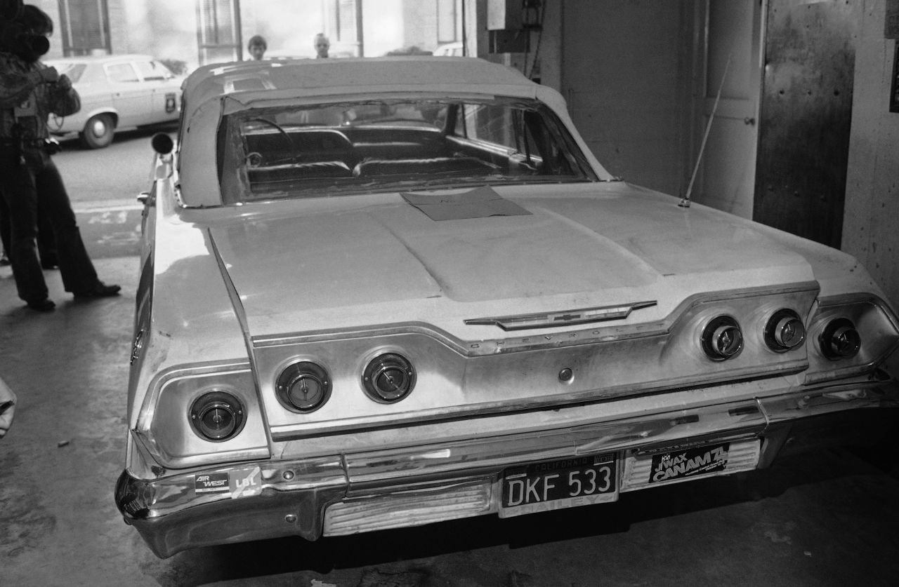 Police said they believed Hearst was blindfolded and thrown into the trunk of this car, which was photographed at the Berkeley Police Department on February 5, 1974. 