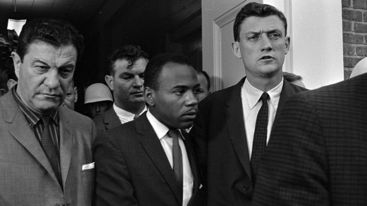 James Meredith walked onto the Ole Miss campus on October 1, 1962, accompanied by U.S. marshals.