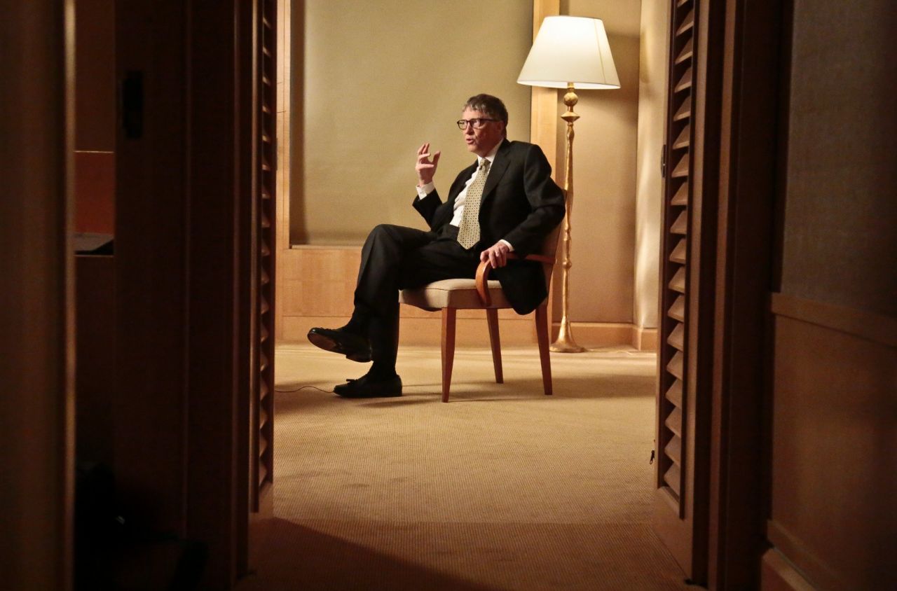 Gates speaks during an interview with The Associated Press on January 21, 2014, in New York. Gates and his wife, Melinda, pitched an optimistic future for the world's poor and sick in their annual letter the same day.